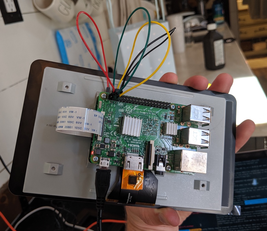 Raspberry Pi & Touchscreen with jumper cables installed